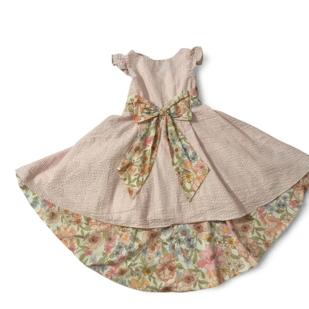 Rare Editions Pink and Floral Kids Dress